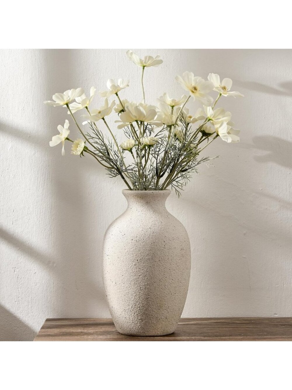 Large Rustic Ceramic Flower Vase - Vintage 10.43" Pottery Home Decor for
